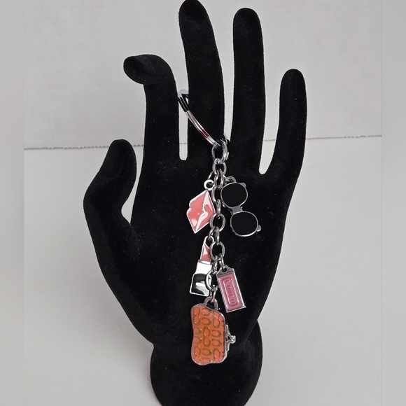 COACH Bag Charm/Keychain Black, Pink, and Orange 4.5"X1.5" - Picture 1 of 5